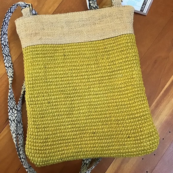 Jute Handbag Mustard Gold Yellow Hipster Sling Bag Handmade Natural Fiber New - Picture 2 of 11